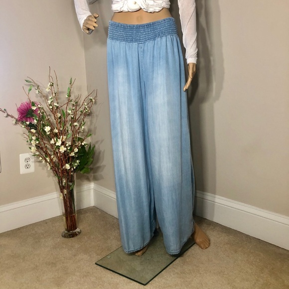 Altar'd State Pants - Boho Palazzo distressed Chambray Pant